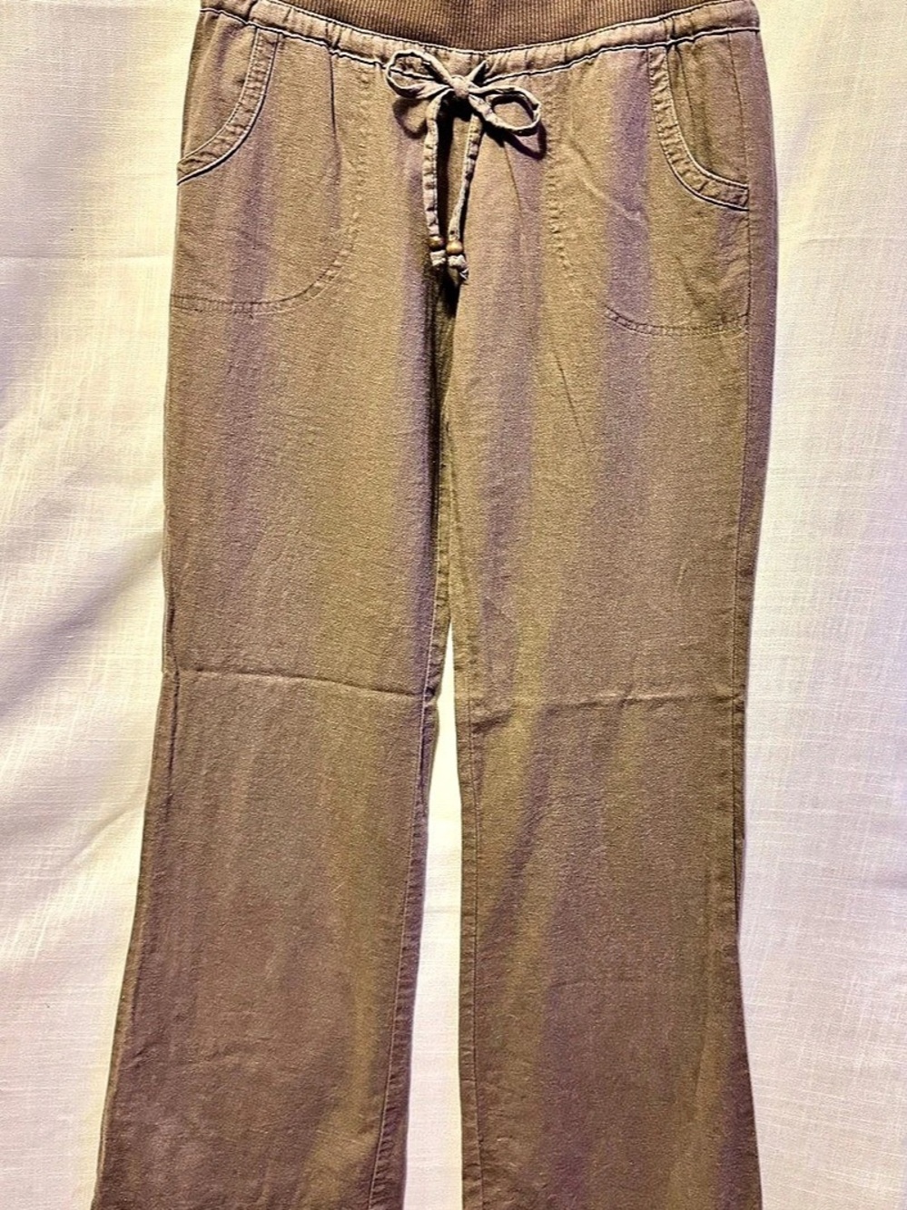 Love Tree Wide Leg Linen Blend Pants Size Medium in Taupe/Brown